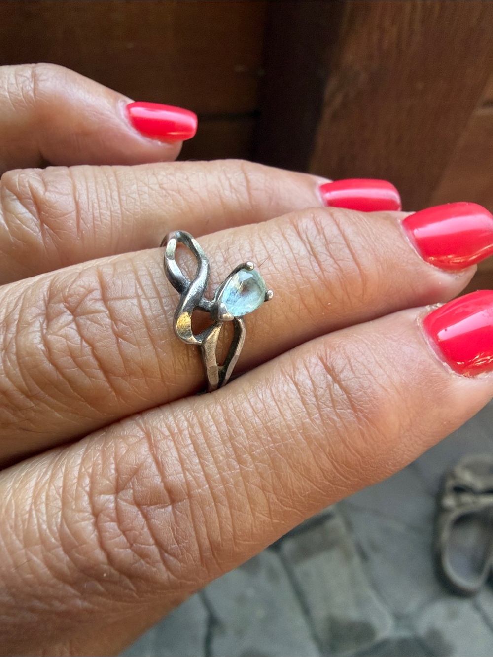 Sterling Silver Teardrop Moonstone Ring - Blue Moonstone Circa 1960s